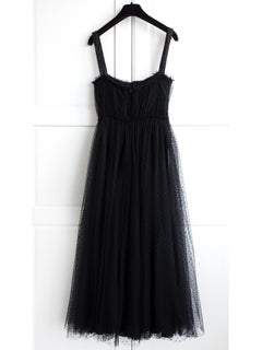 Dior Black Plumetis Dot Tulle 2018 Crystal Rhinestone Gown Dress