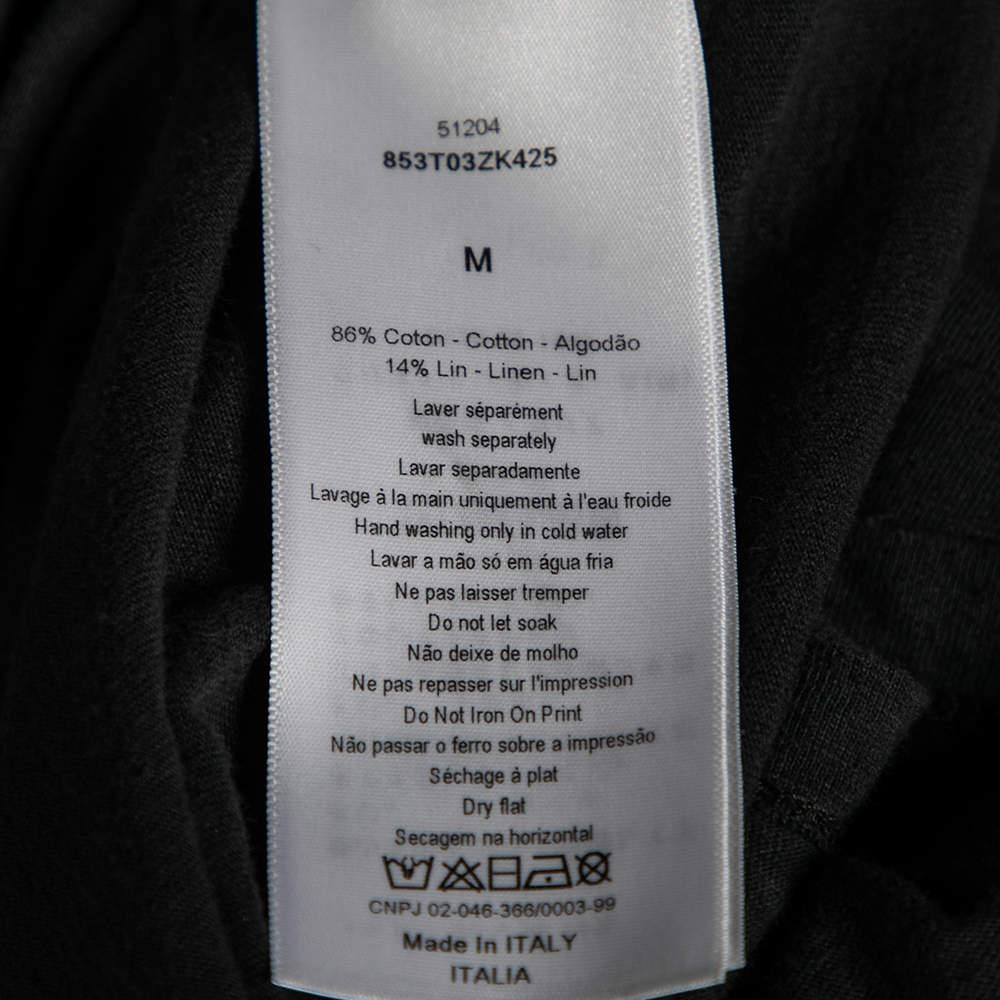 Dior Black Printed Cotton Short Sleeve T-Shirt M 4