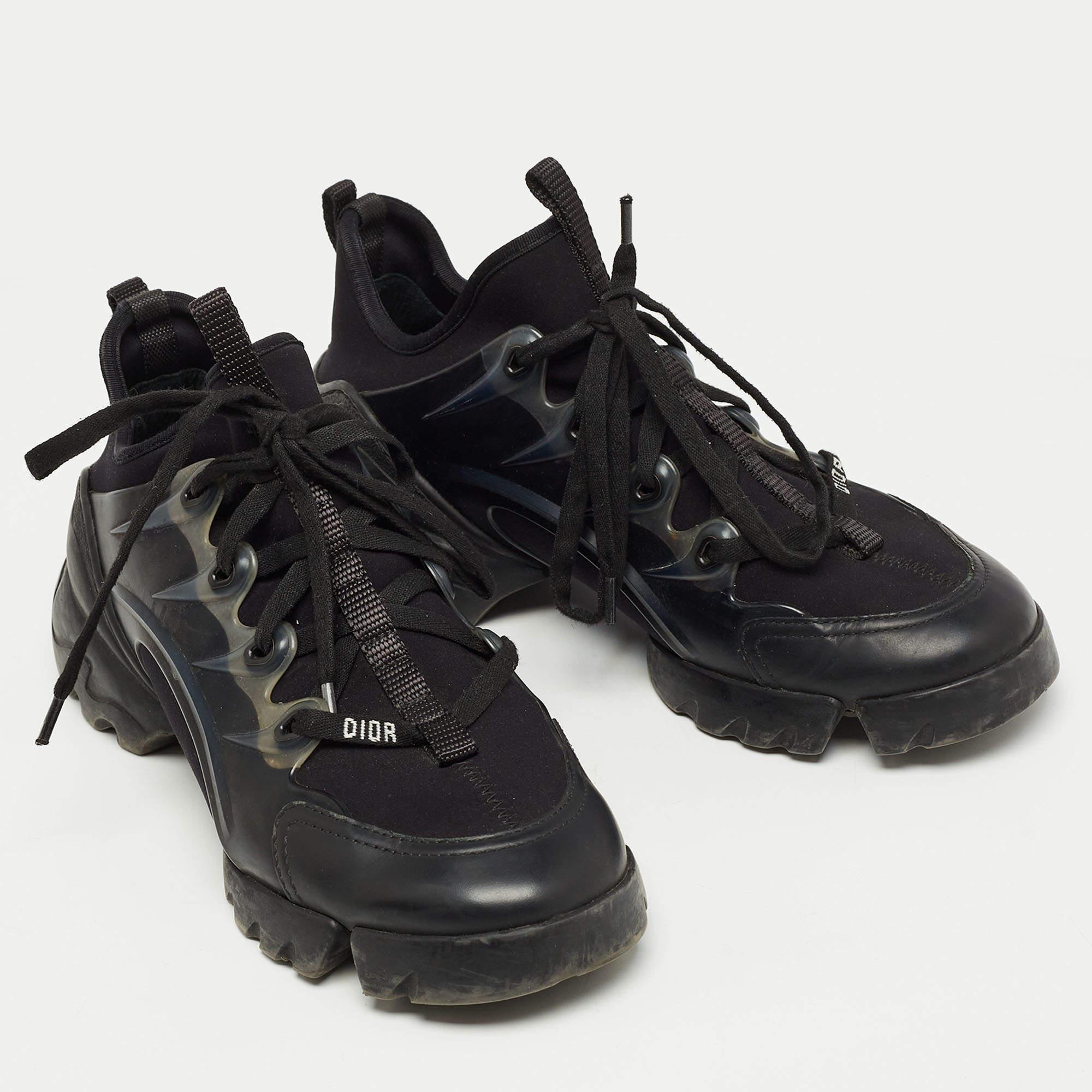 Women's Dior Black PVC and Fabric D-Connect Sneakers Size 36 For Sale