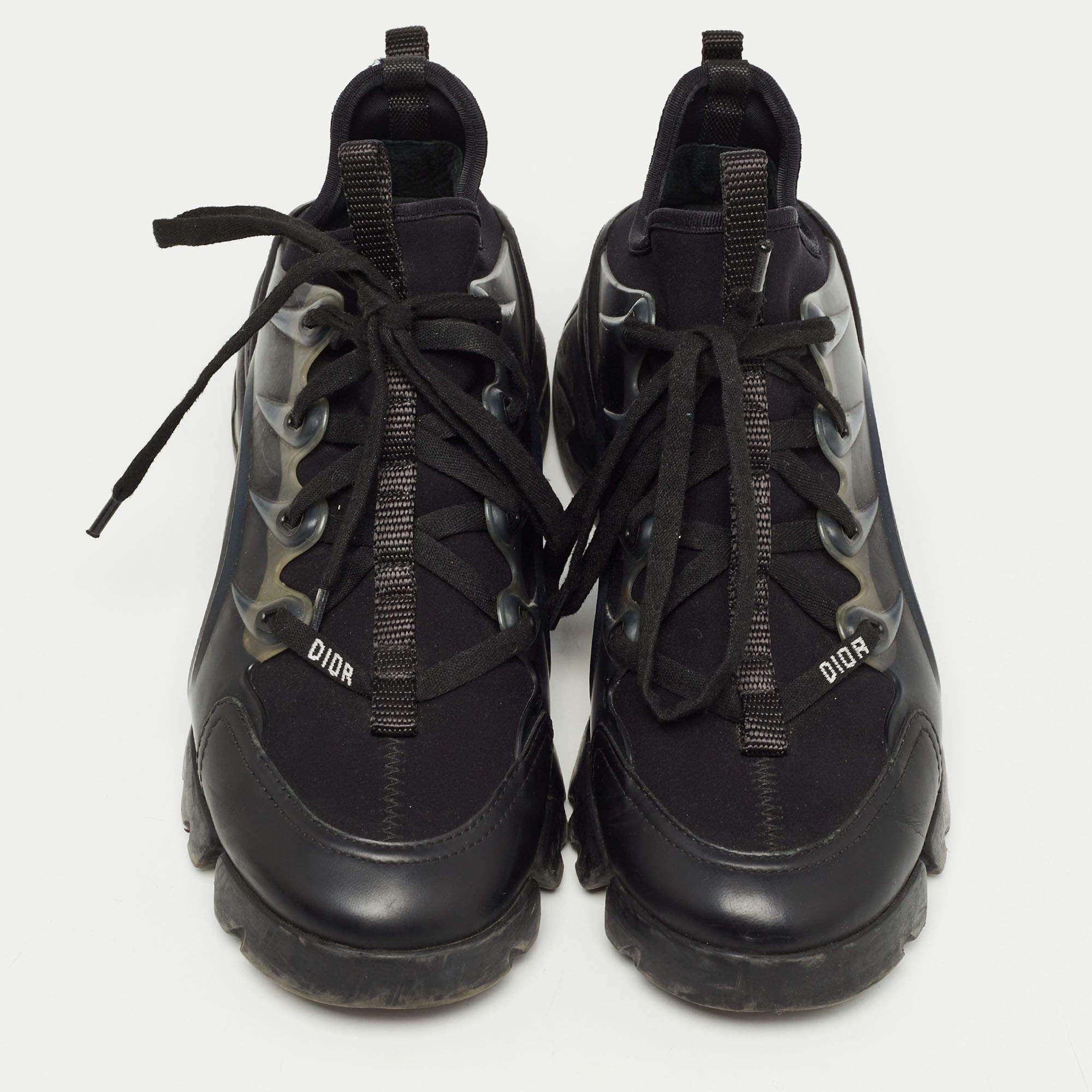 Dior Black PVC and Fabric D-Connect Sneakers Size 36 For Sale 1