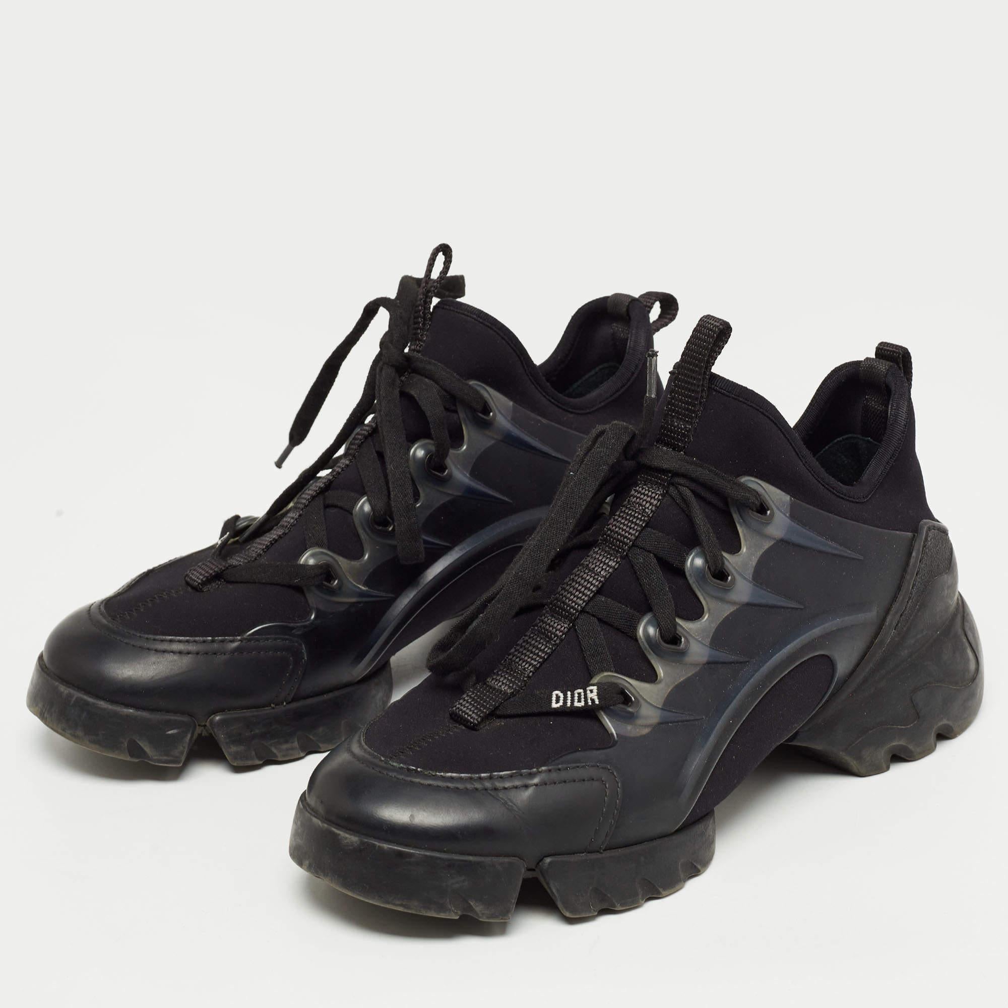 Dior Black PVC and Fabric D-Connect Sneakers Size 36 For Sale 2