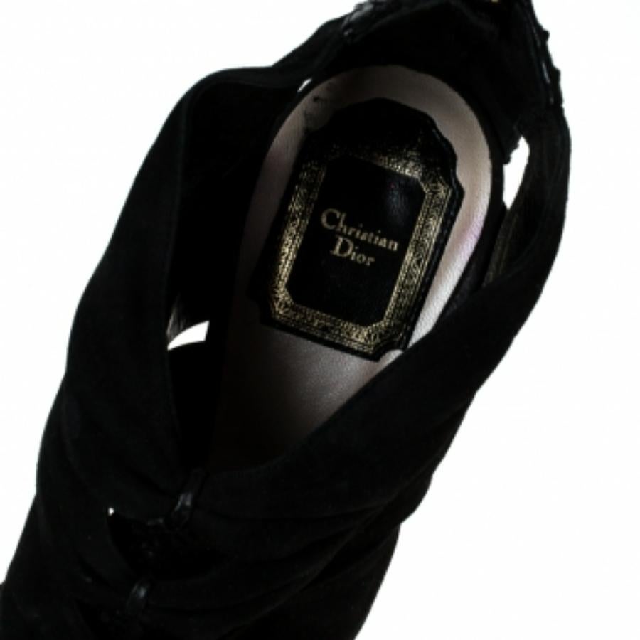 De las mujeres Dior Sandalias de plataforma con jaula de ante y piel de pitón negra talla 39.5 en venta