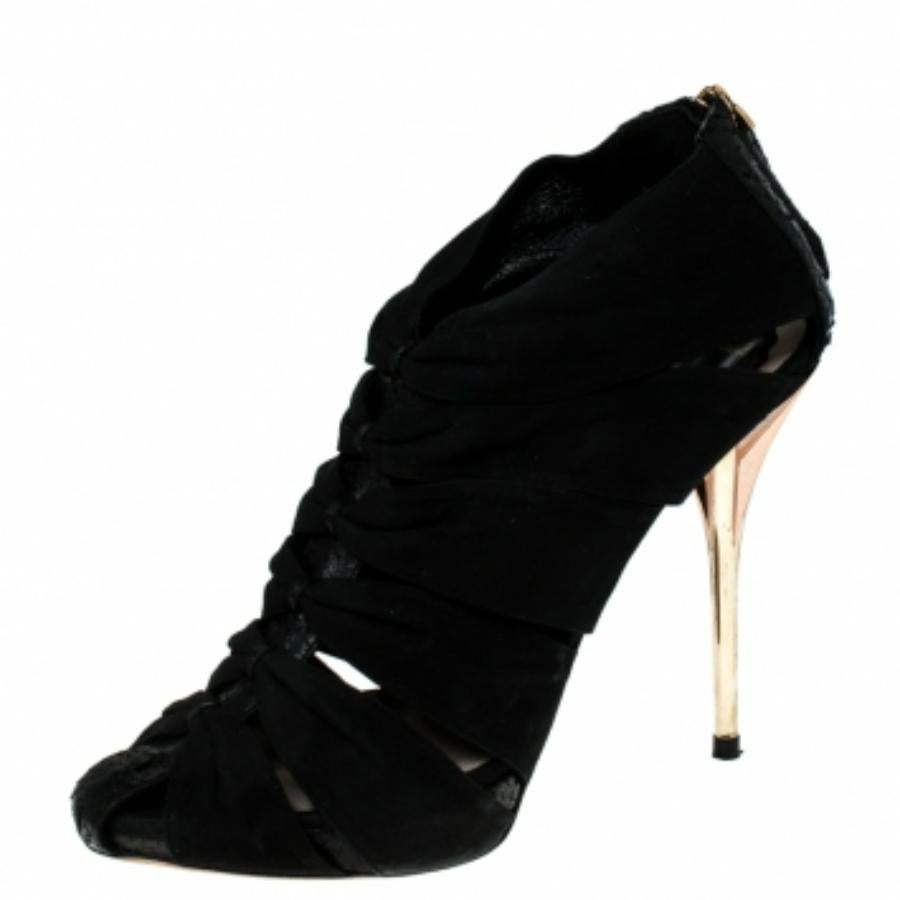 Dior Sandalias de plataforma con jaula de ante y piel de pitón negra talla 39.5 en venta 1