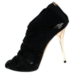 Dior Black Python Leather And Suede Caged Platform Sandals Size 39.5