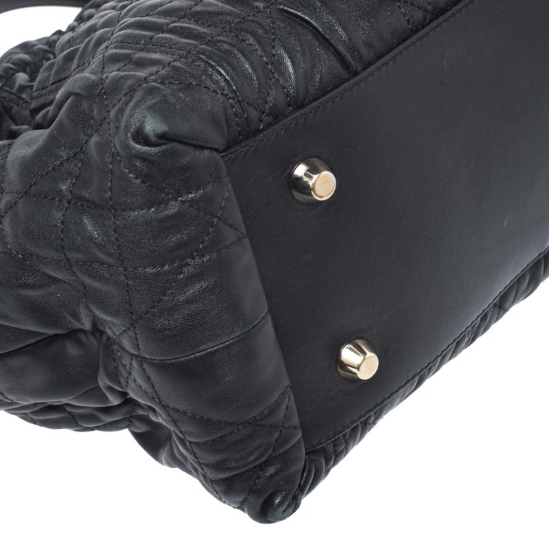 Dior Black Quilted Cannage Leather Delices Gaufre Tote 6