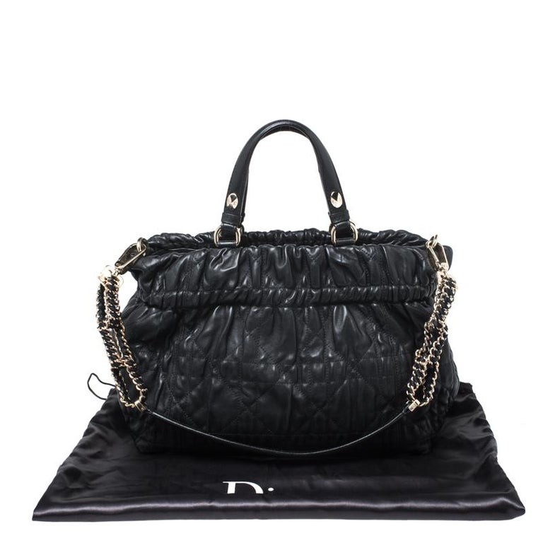 Dior Black Quilted Cannage Leather Delices Gaufre Tote at 1stDibs