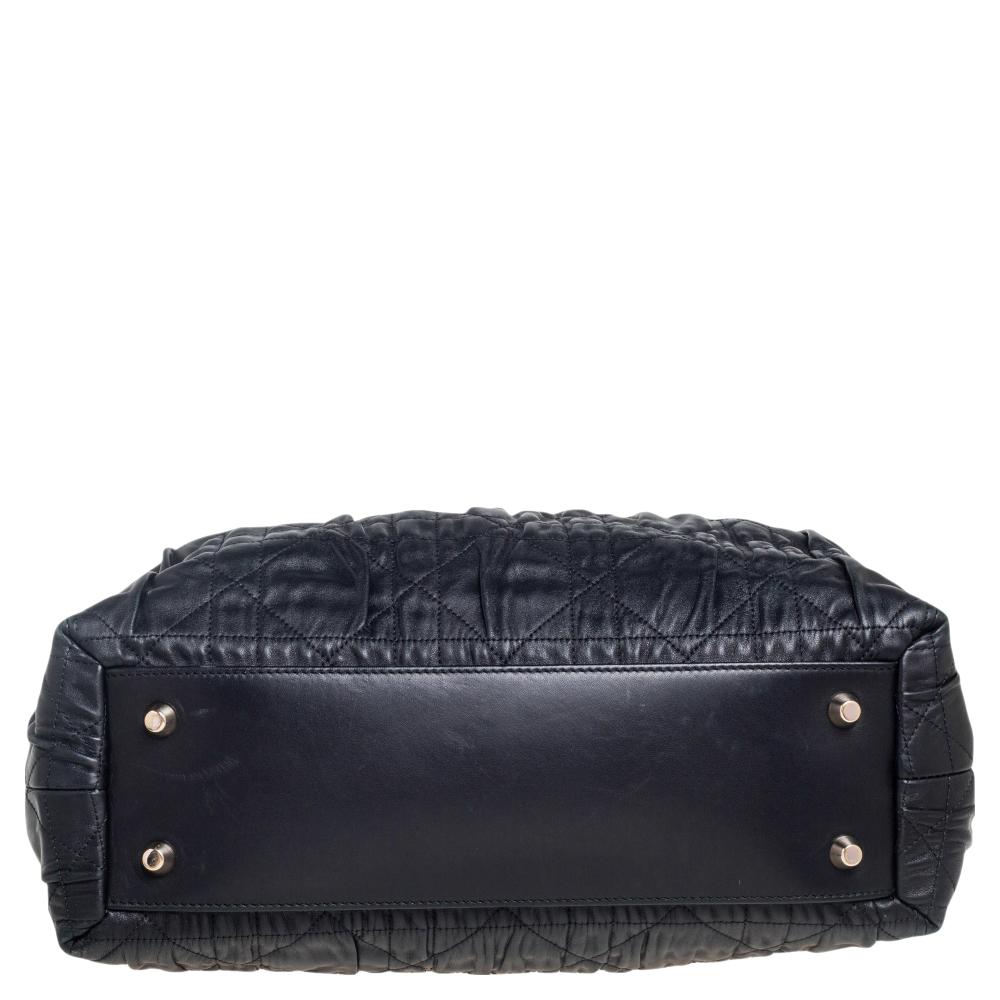 Dior Black Quilted Cannage Leather Gaufre Delices Tote 1