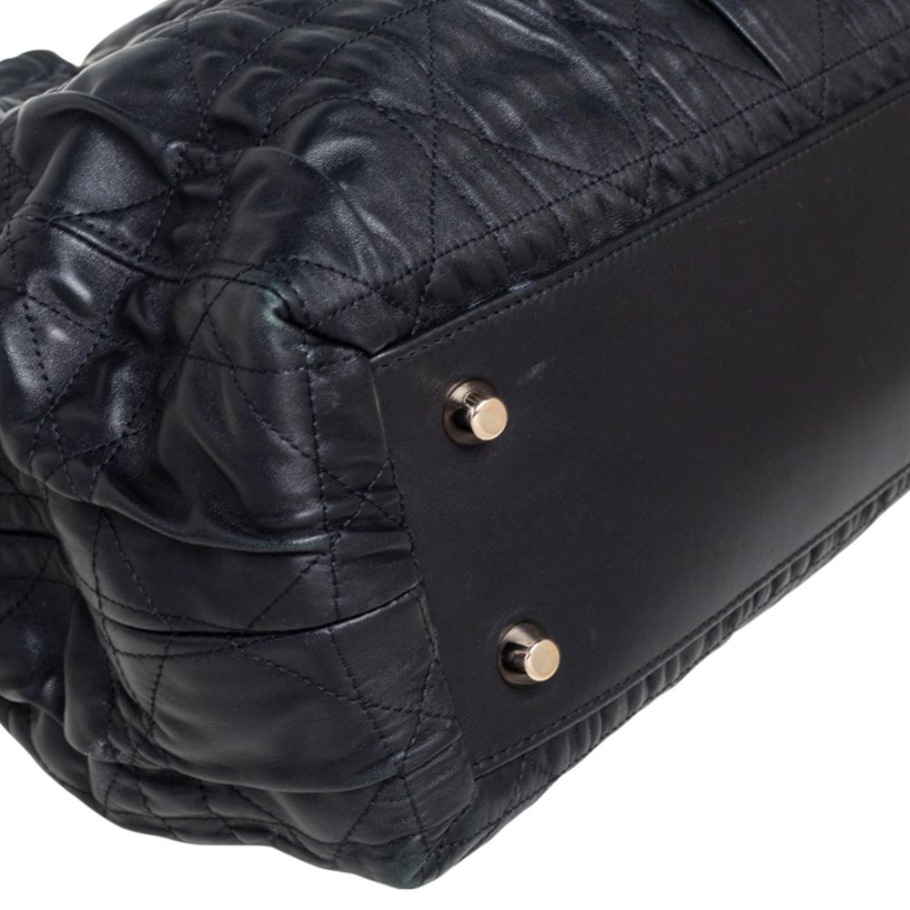 Dior Black Quilted Cannage Leather Gaufre Delices Tote 2