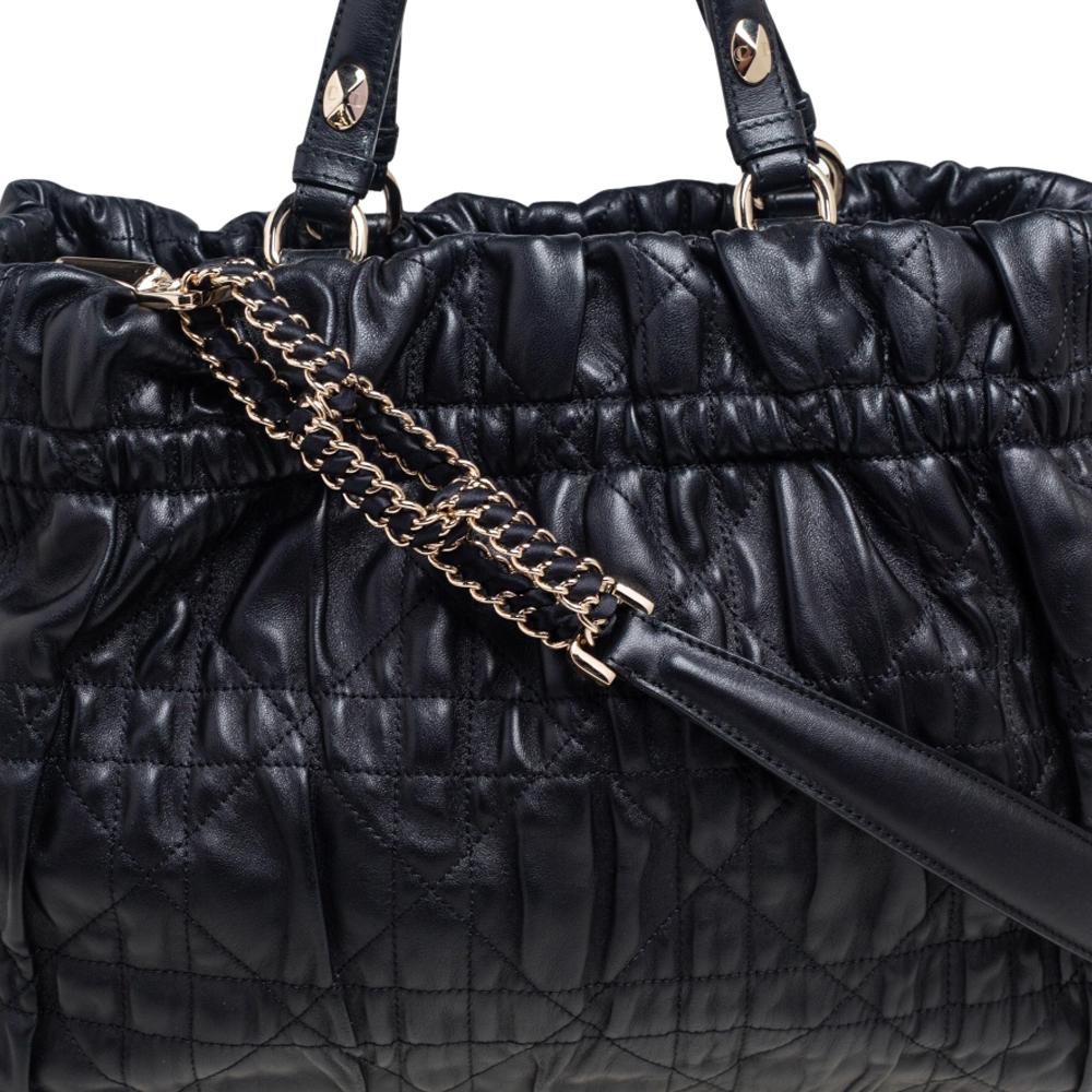 Dior Black Quilted Cannage Leather Gaufre Delices Tote 3