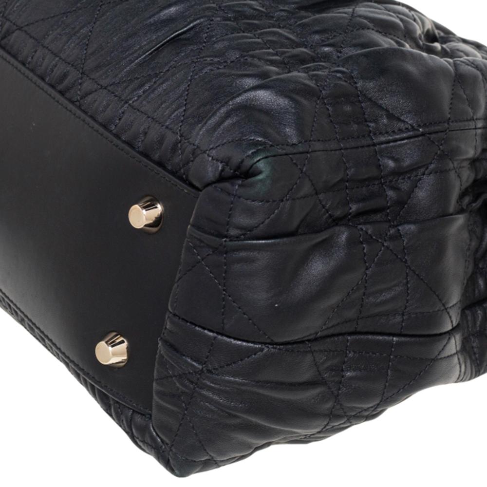 Dior Black Quilted Cannage Leather Gaufre Delices Tote 4