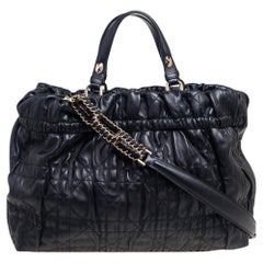 Dior Black Quilted Cannage Leather Gaufre Delices Tote