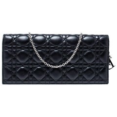 Dior Black Quilted Cannage Leather Lady Dior Chain Clutch