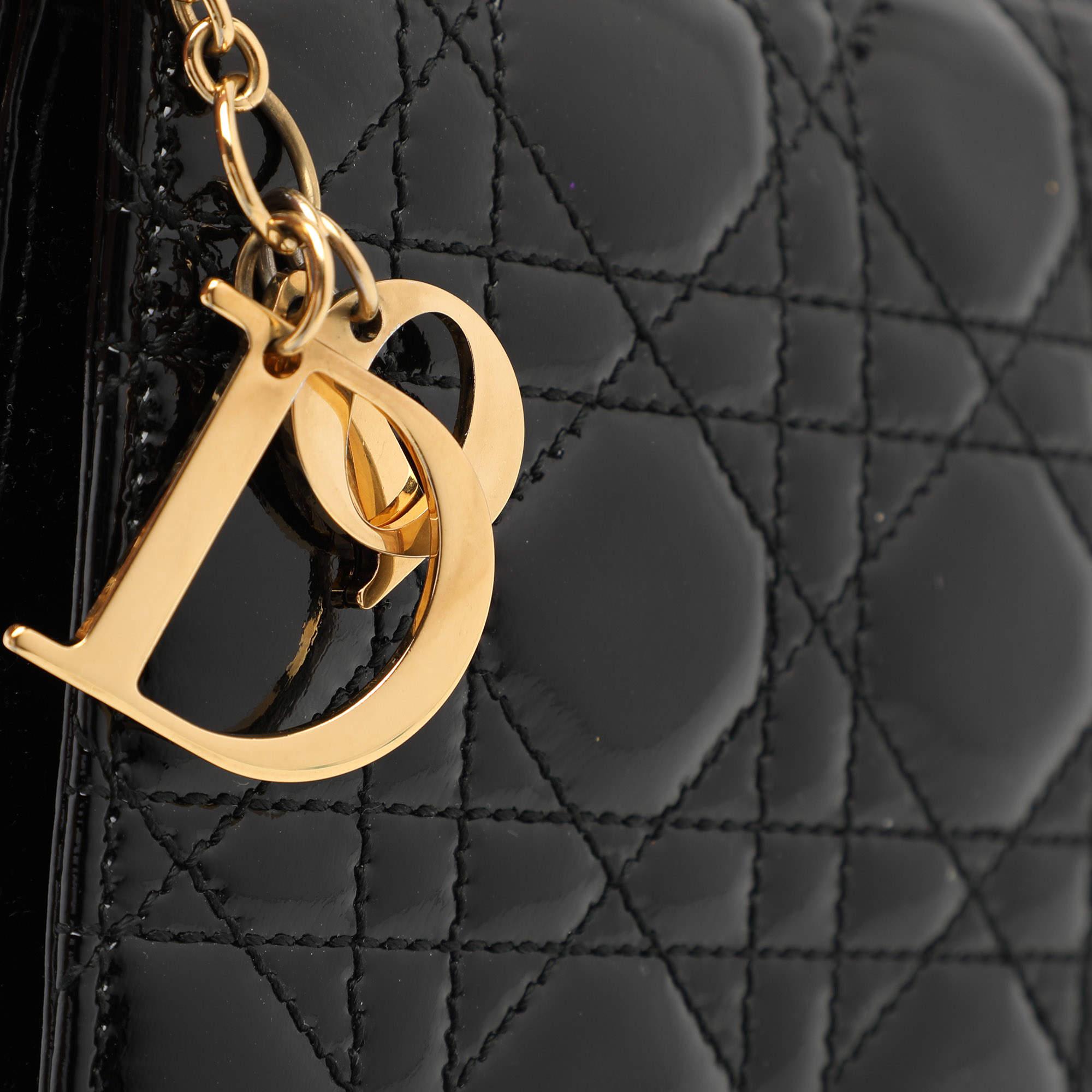 Dior Black Quilted Cannage Patent Leather Lady Dior Chain Clutch 1
