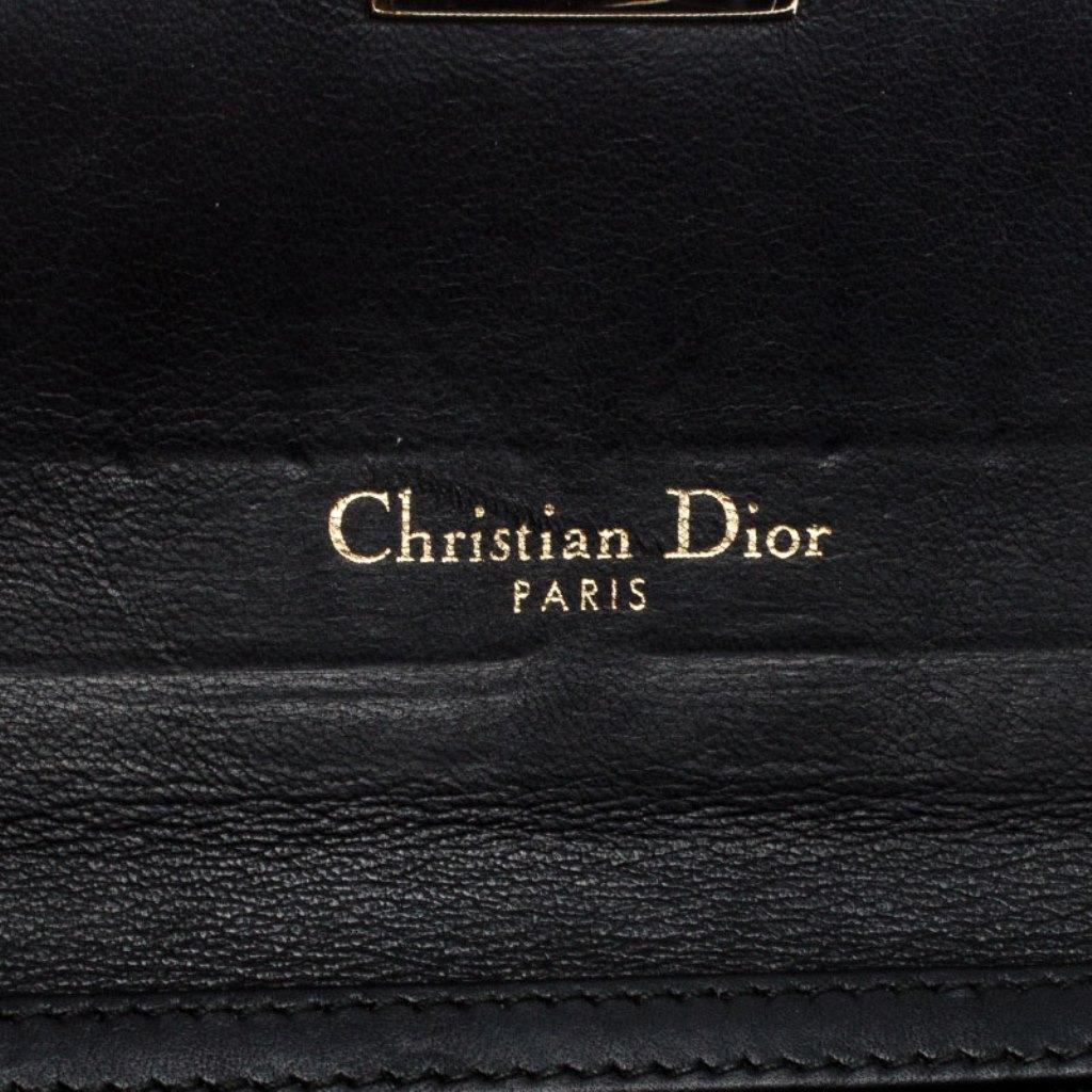 Dior Black Quilted Cannage Patent Leather New Lock Wallet 5