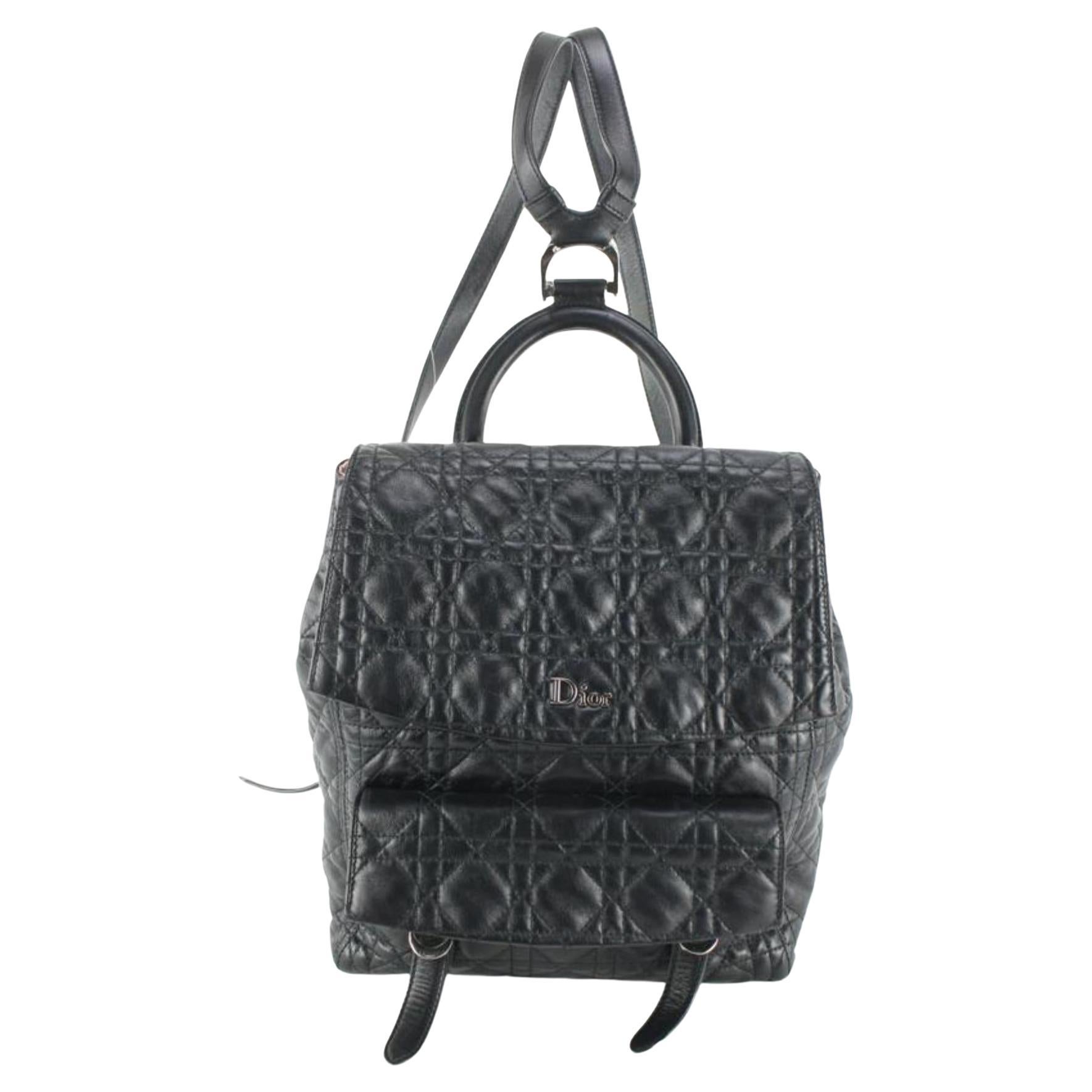 Dior Black Quilted Cannage Stardust Backpack 97d526s