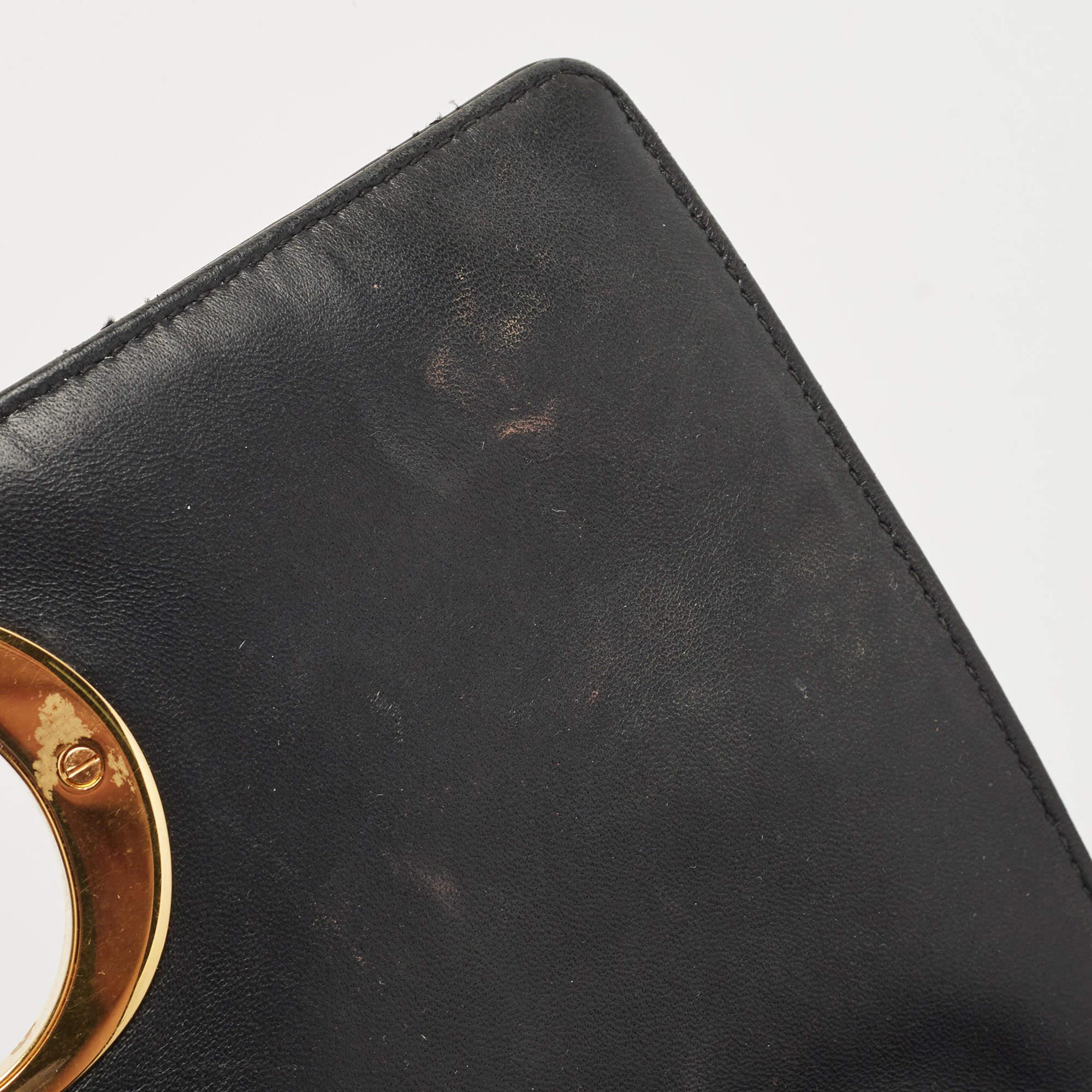 Dior Medium Caro Umhängetasche aus schwarzem gestepptem Leder 8