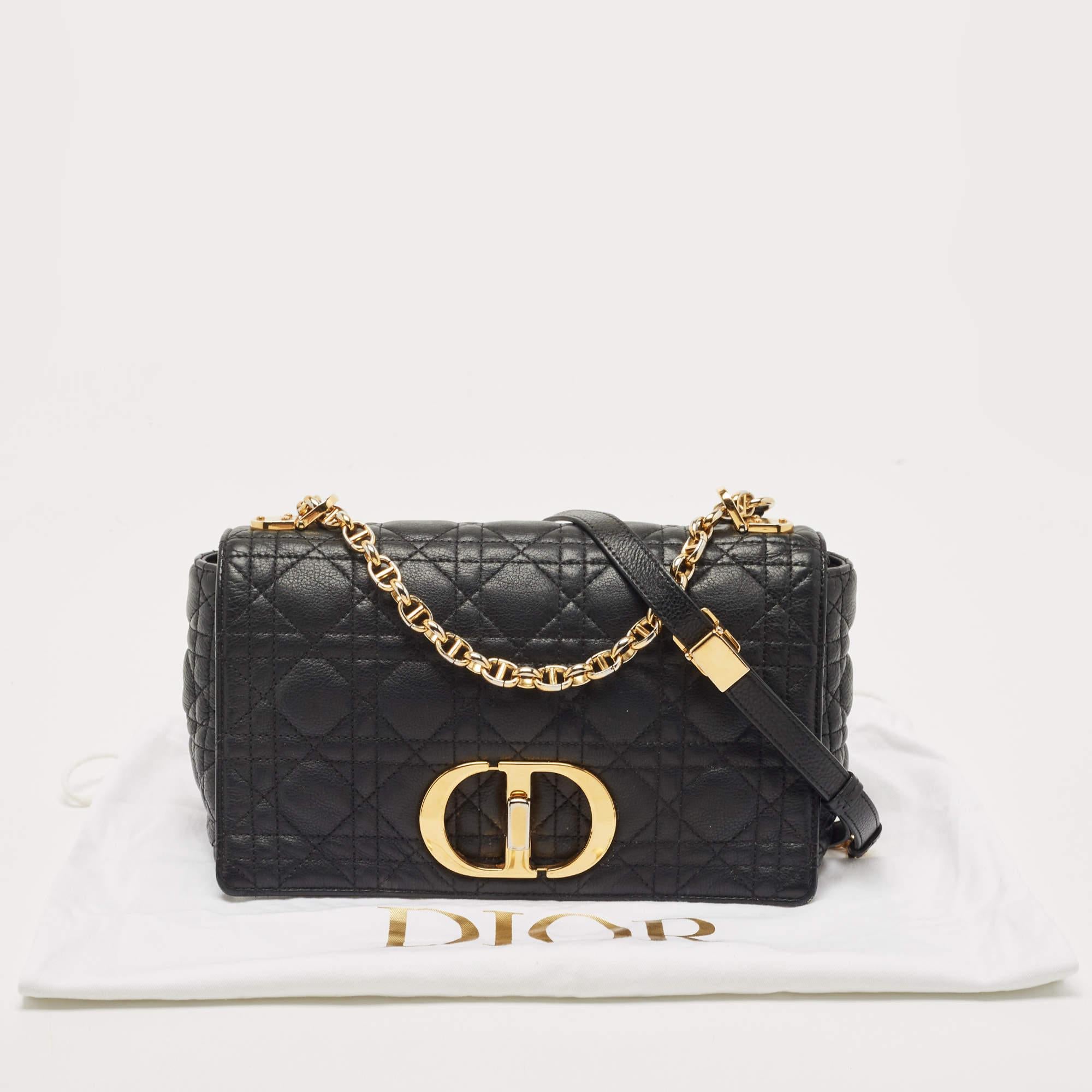 Dior Black Quilted Leather Medium Caro Shoulder Bag 14