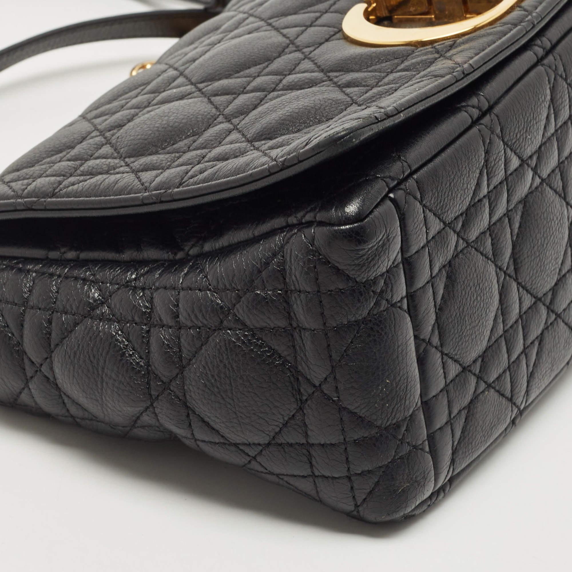 Dior Black Quilted Leather Medium Caro Shoulder Bag 2