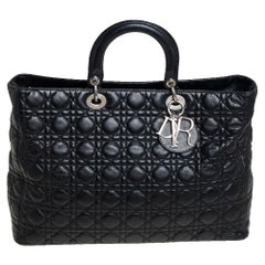 Dior Black Quilted Leather Soft Lady Dior Tote