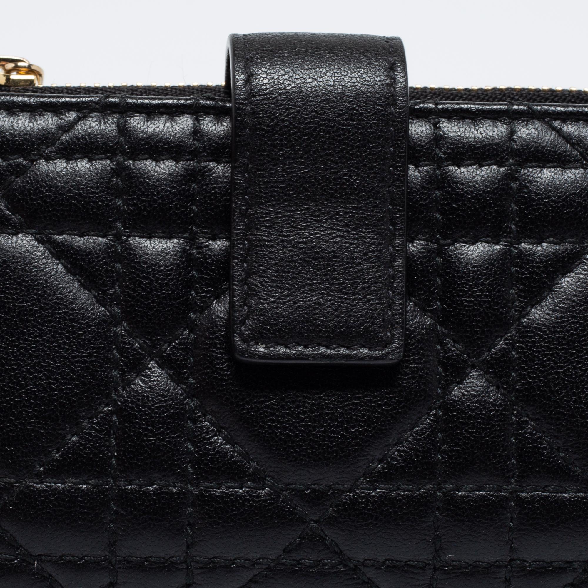 Dior Black Quilted Leather Zip Card Holder 5