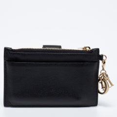 Dior Black Quilted Leather Zip Card Holder