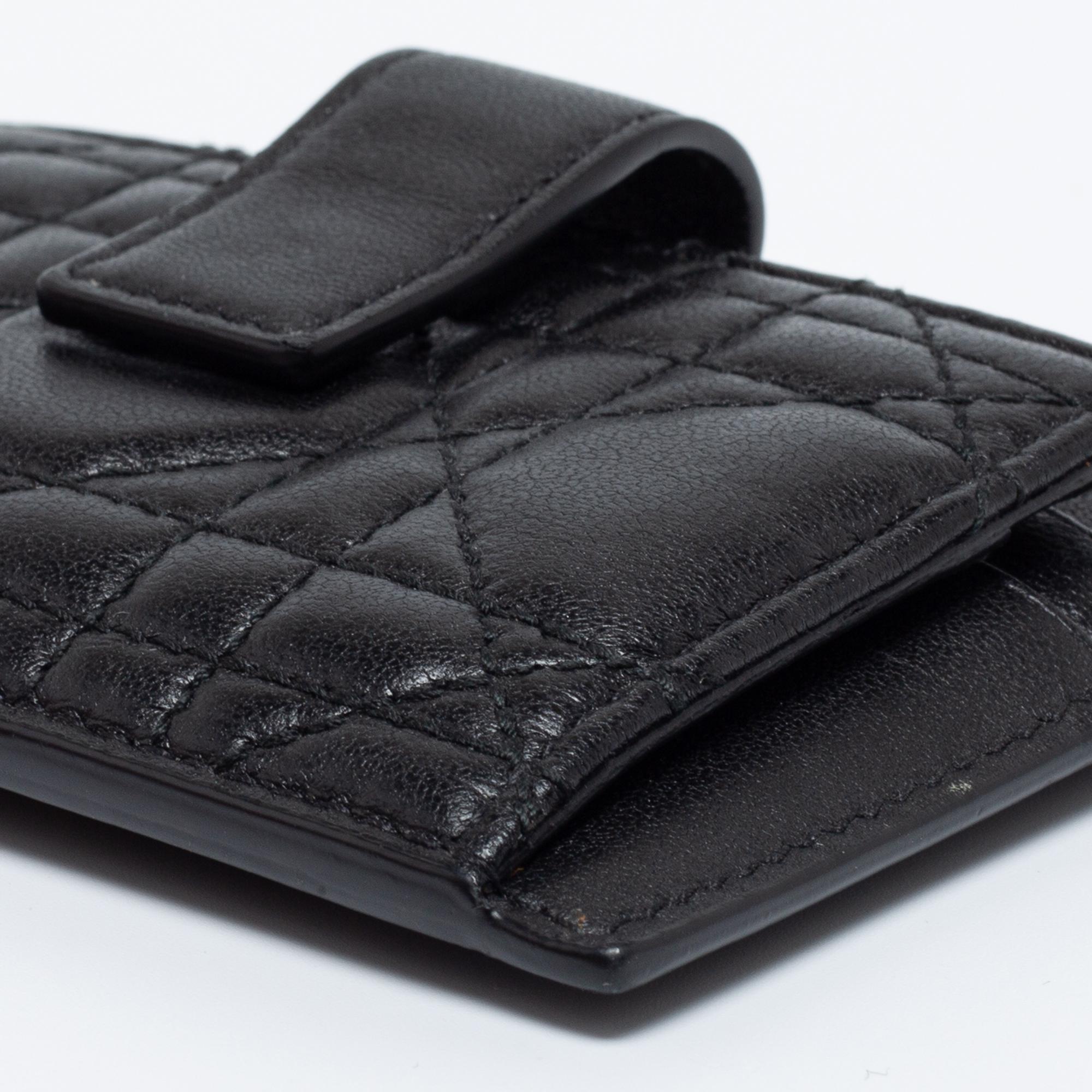 Dior Black Quilted Leather Zip Card Holder 3