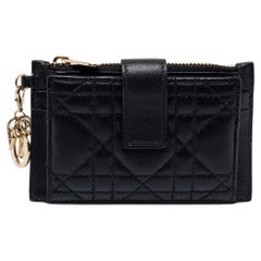 Dior Black Quilted Leather Zip Card Holder