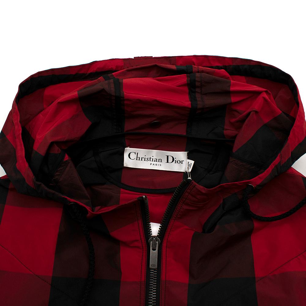 Dior Black & Red Checkered Taffeta Hooded Anorak - Size S In New Condition In London, GB