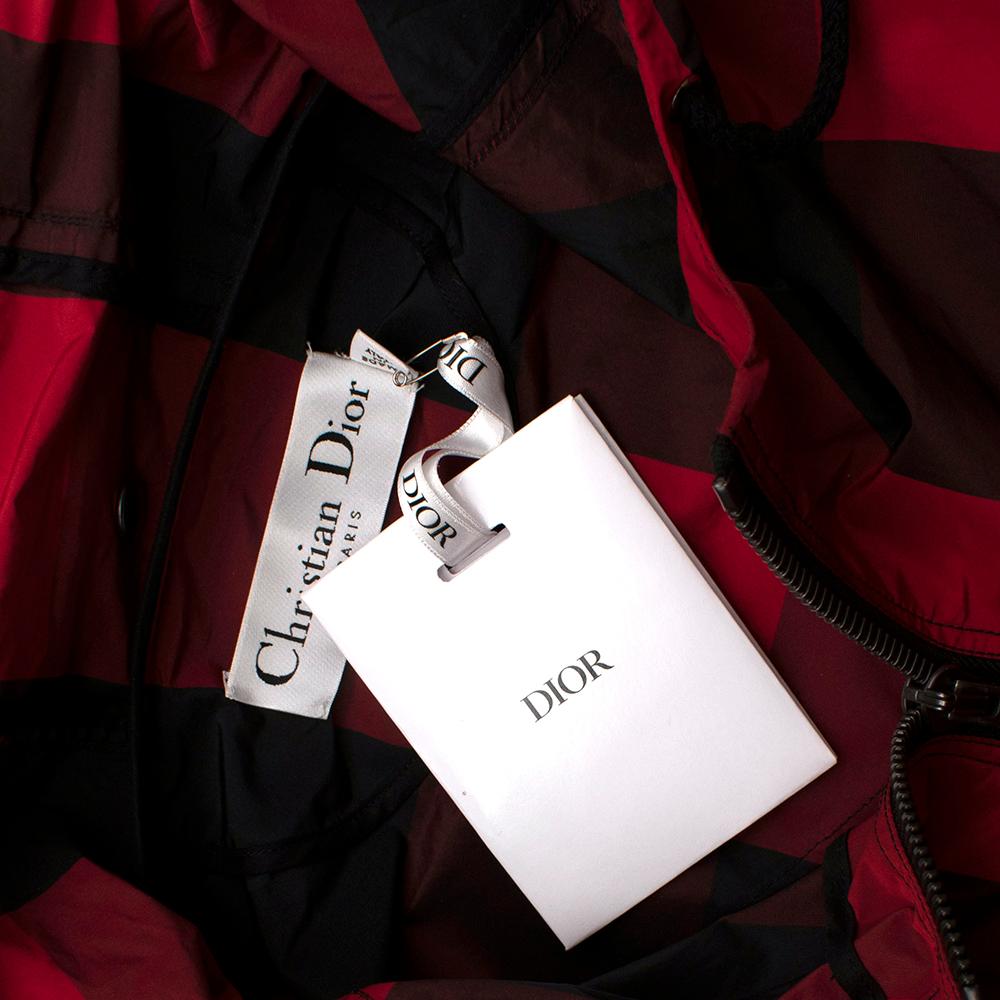 Women's or Men's Dior Black & Red Checkered Taffeta Hooded Anorak - Size S