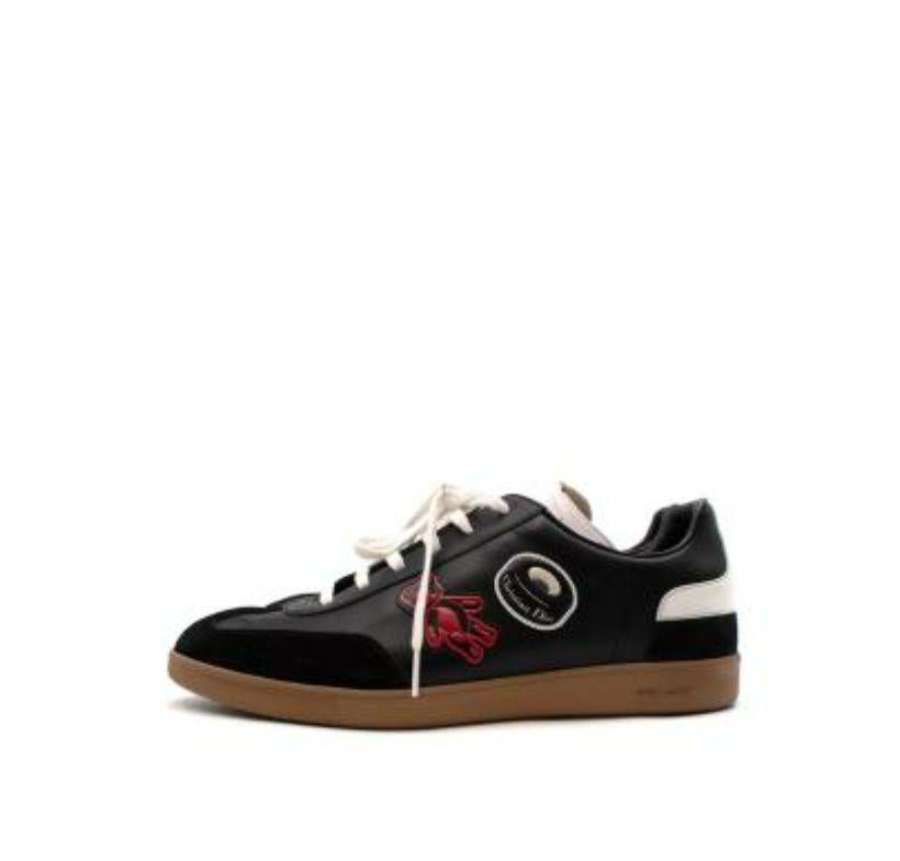 Dior Black & Red Leather Skateboard Sneakers In Excellent Condition For Sale In London, GB
