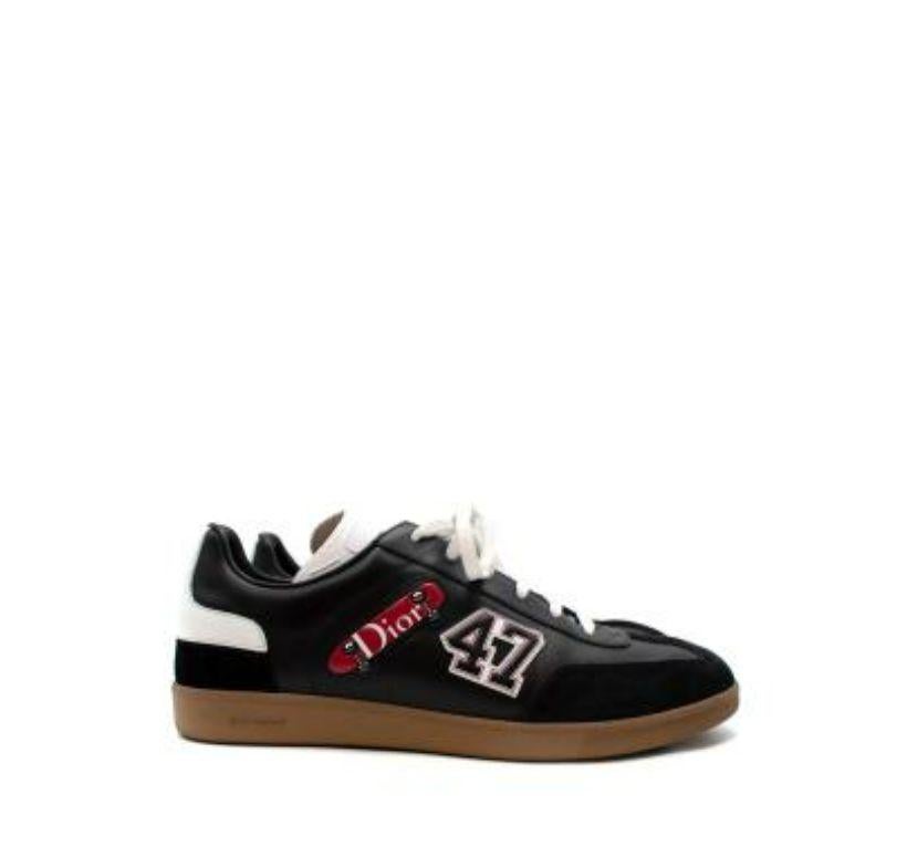 Men's Dior Black & Red Leather Skateboard Sneakers For Sale