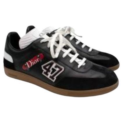 Dior Black & Red Leather Skateboard Sneakers For Sale