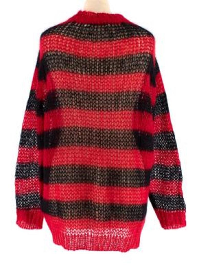 Dior Black and Red Stripe Loose Knit Mohair Jumper For Sale at 1stDibs