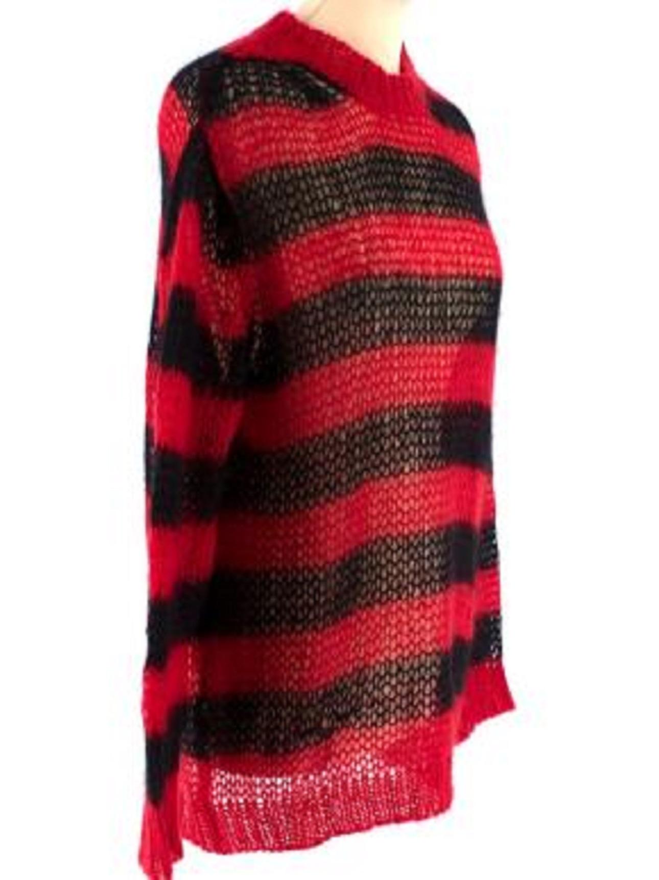 red and black mohair sweater