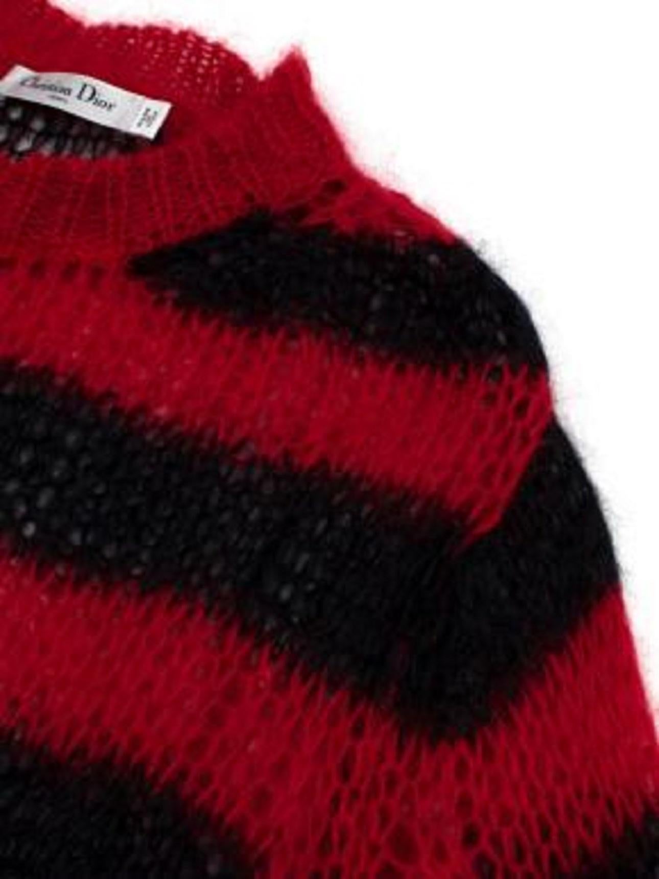 Women's Dior Black & Red Stripe Loose Knit Mohair Jumper For Sale