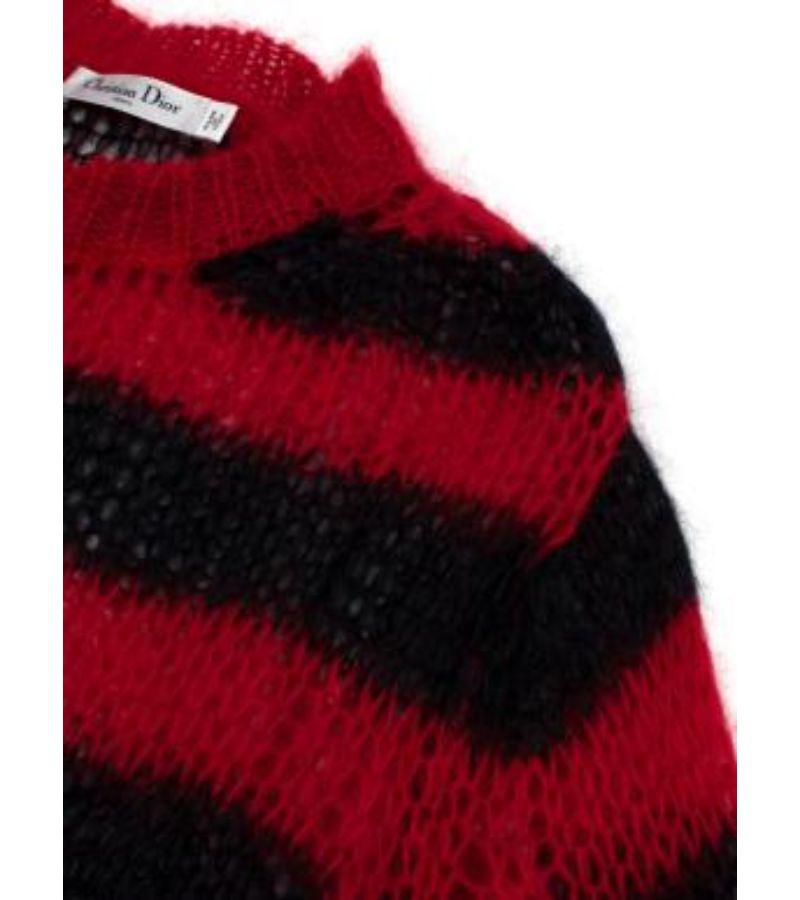 Dior Black & Red Stripe Loose Knit Mohair Jumper For Sale 2