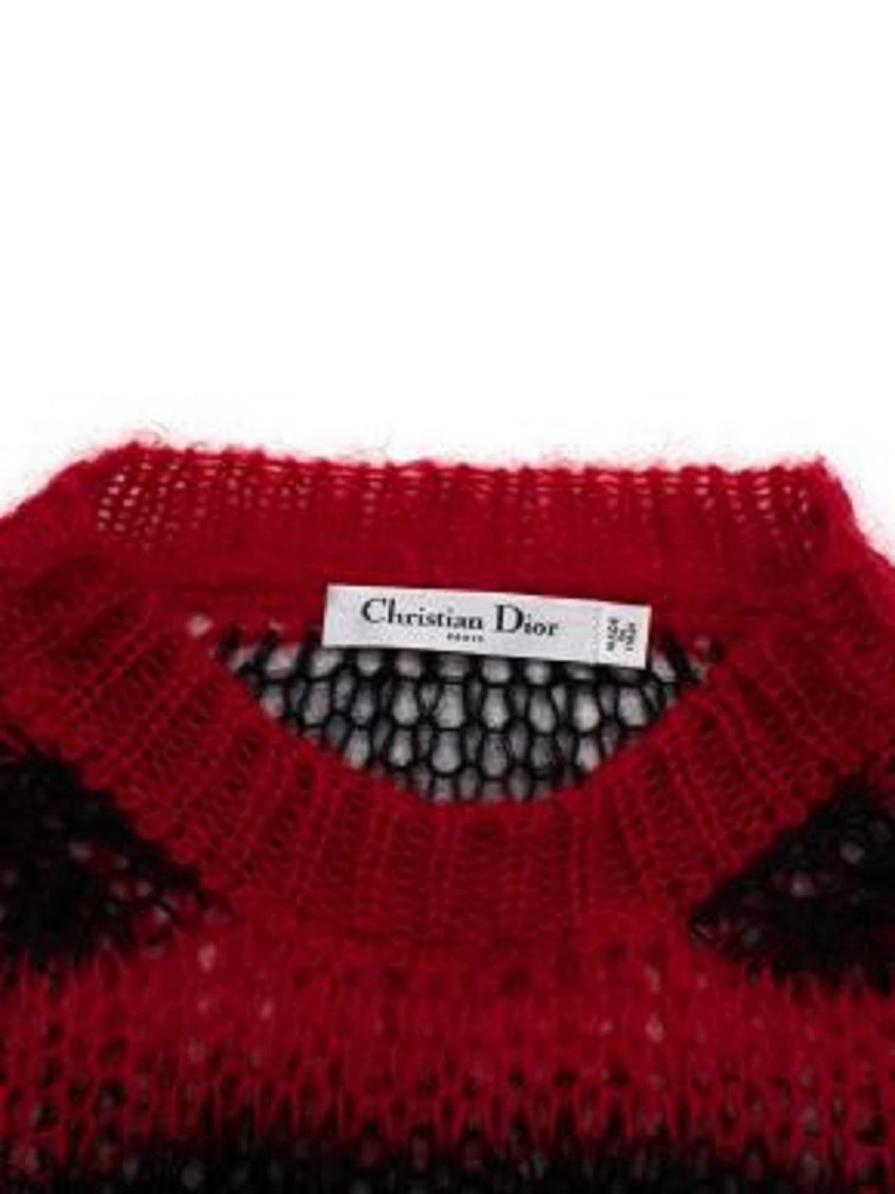 Dior Black & Red Stripe Loose Knit Mohair Jumper For Sale 1