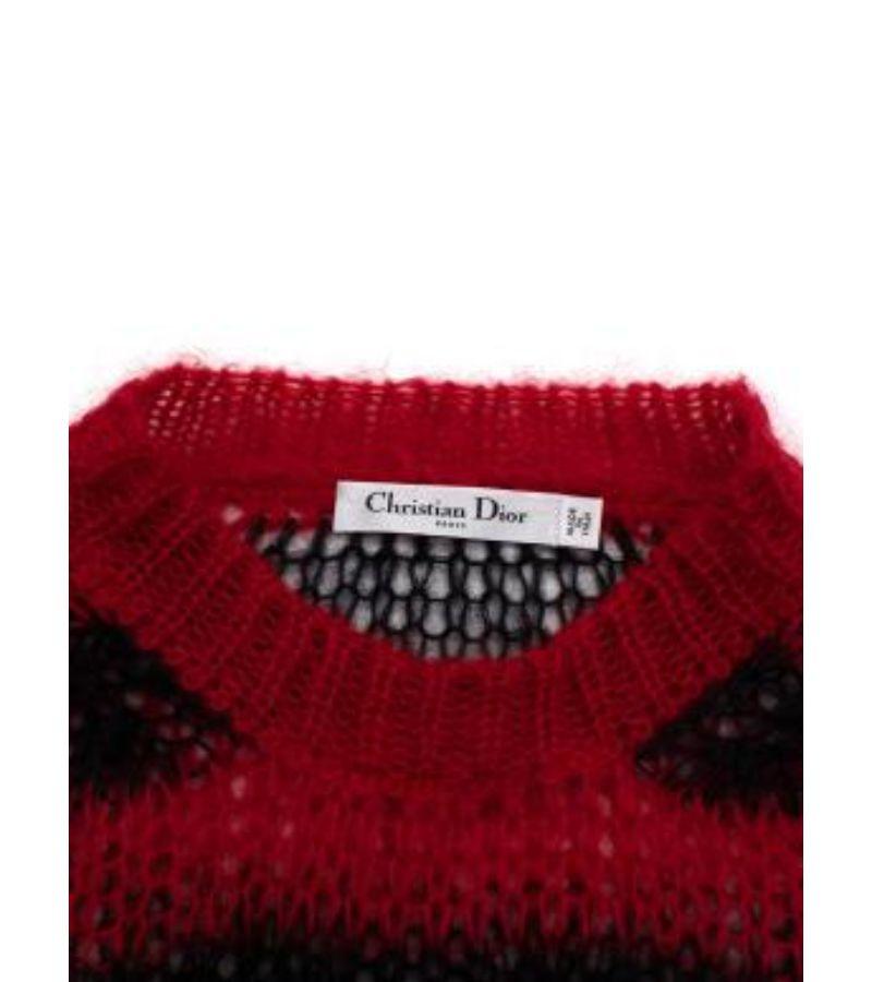 Dior Black & Red Stripe Loose Knit Mohair Jumper For Sale 3