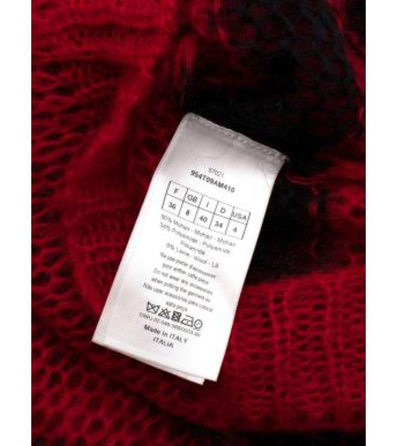 Dior Black & Red Stripe Loose Knit Mohair Jumper For Sale 4