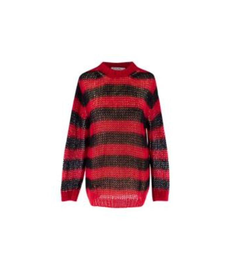 Dior Black & Red Stripe Loose Knit Mohair Jumper For Sale