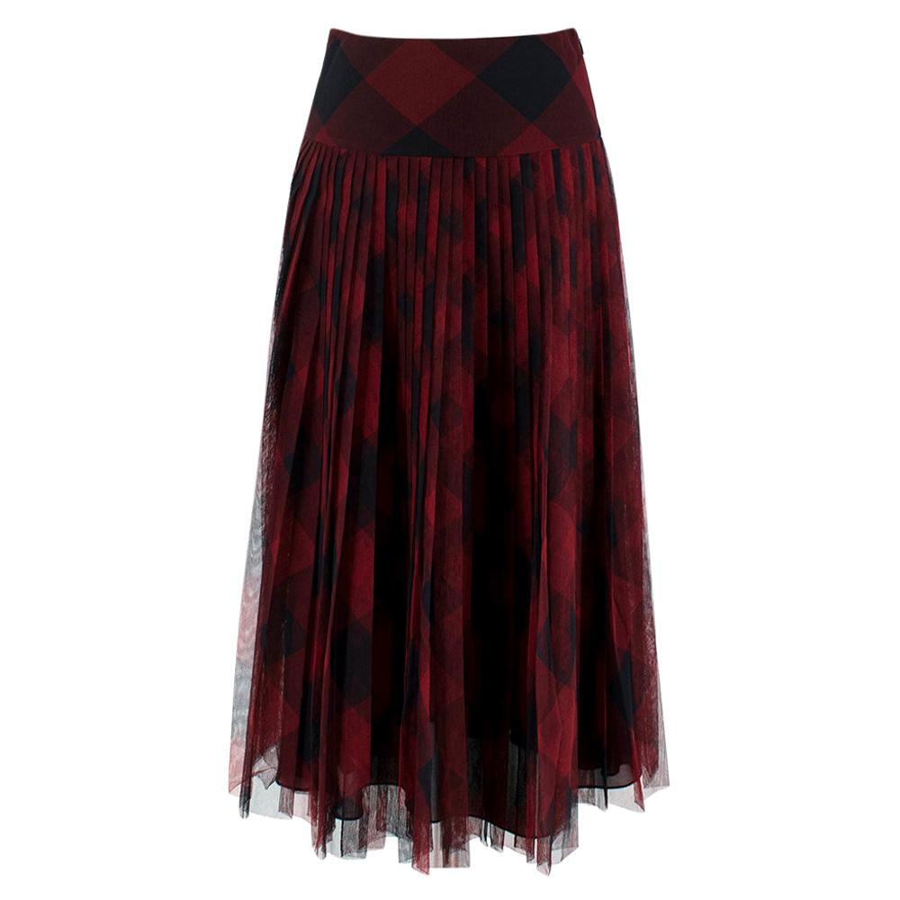 Dior Black & Red Tulle Signature Midi Skirt - Size US 4