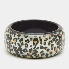 Dior Black Resin Acrylic Leopard Printed Bangle Bracelet