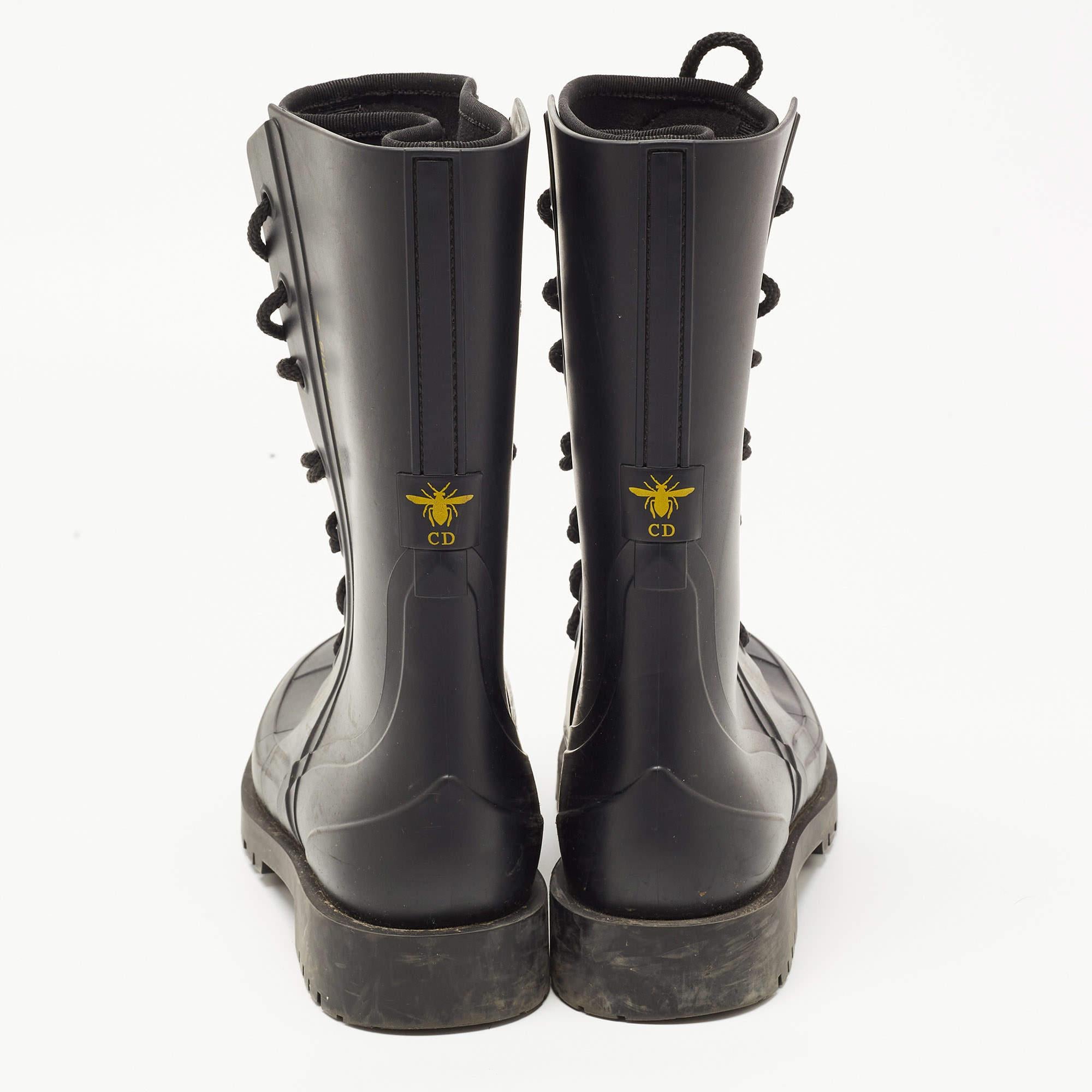 Dior Black Rubber Diorcamp Combat Boots  For Sale 6