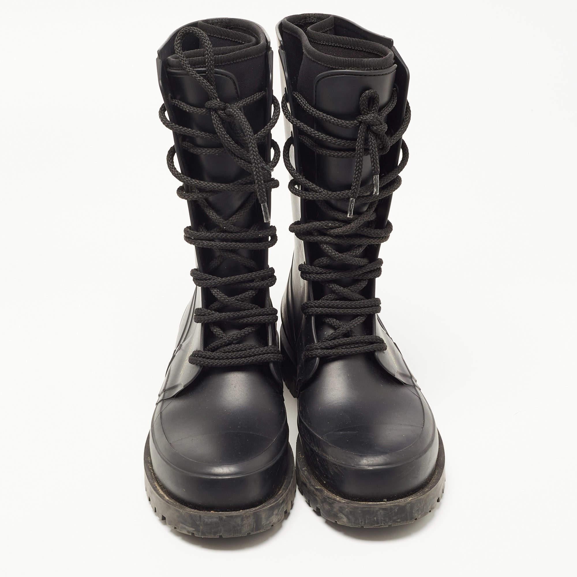 Dior Black Rubber Diorcamp Combat Boots  For Sale 3