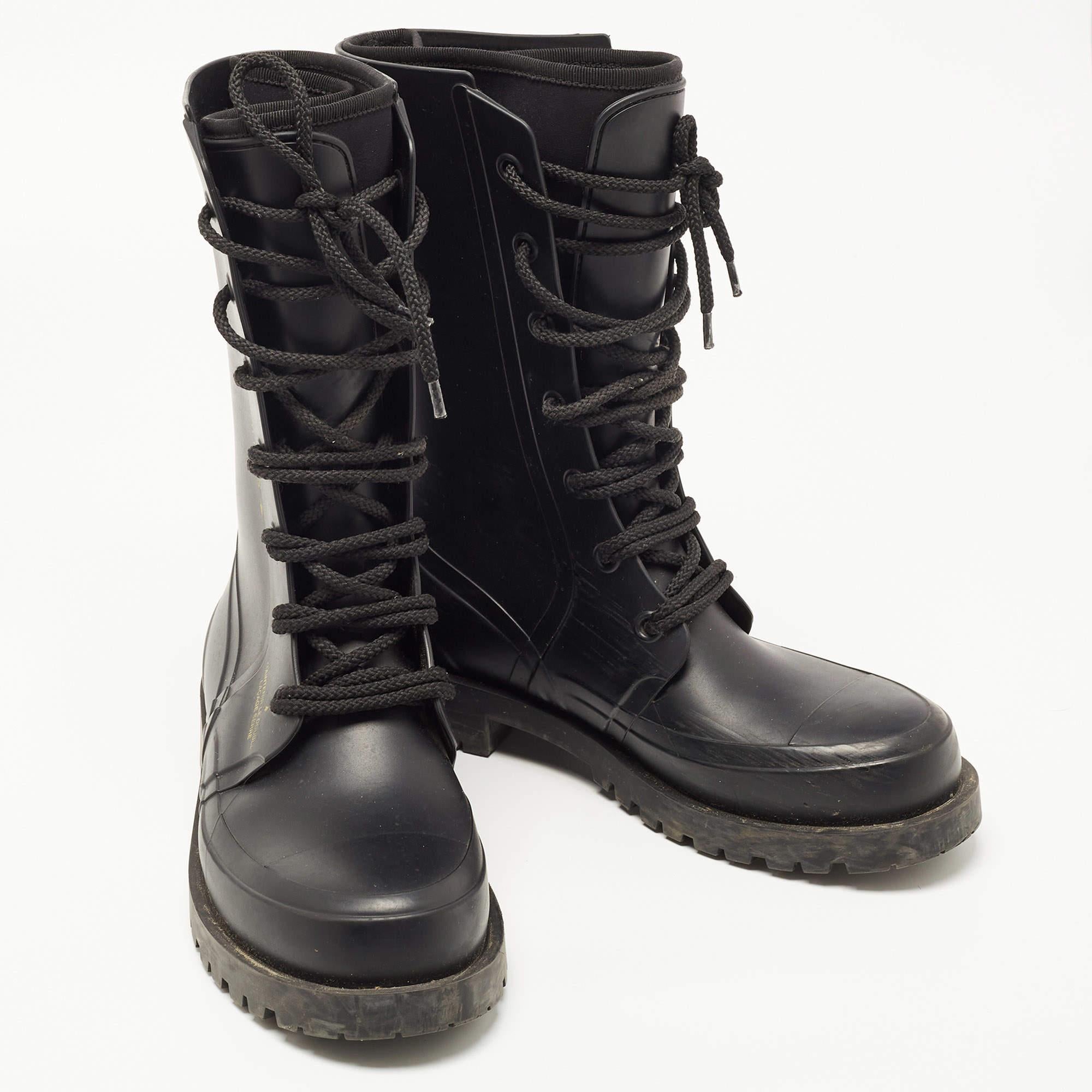 Dior Black Rubber Diorcamp Combat Boots  For Sale 4