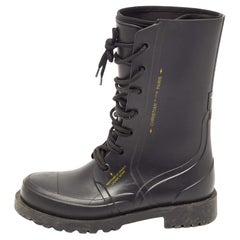 Dior Schwarze Diorcamp Combat Stiefel aus Gummi 