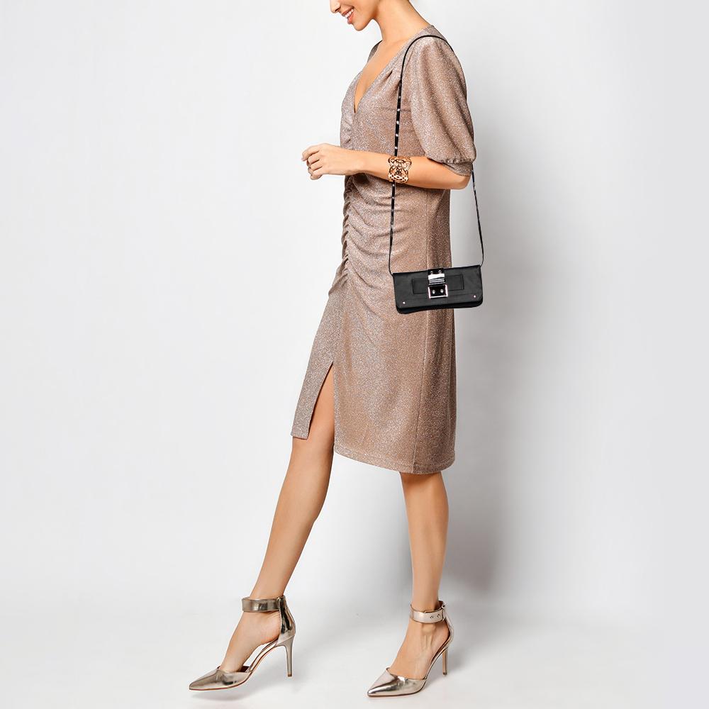 Dior Black Satin And Patent Leather Street Chic Crossbody Bag In Good Condition In Dubai, Al Qouz 2