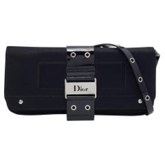 Dior Street Chic Umhängetasche aus schwarzem Satin und Lackleder