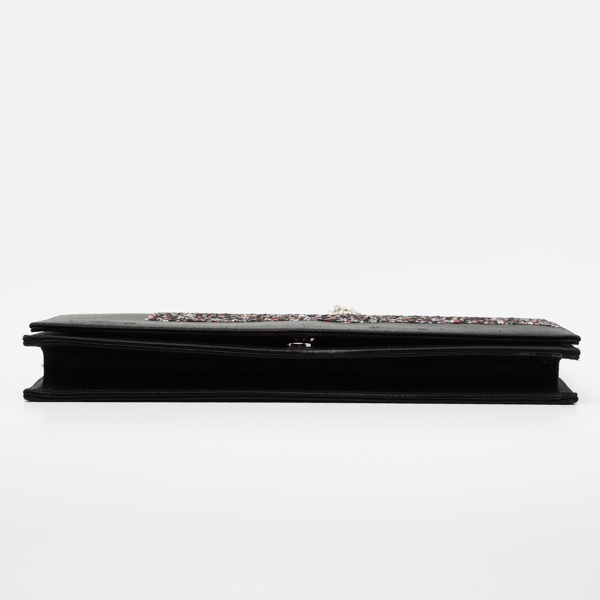 Pochette à chaîne Dior Lady Dior en satin noir et paillettes Pour femmes 