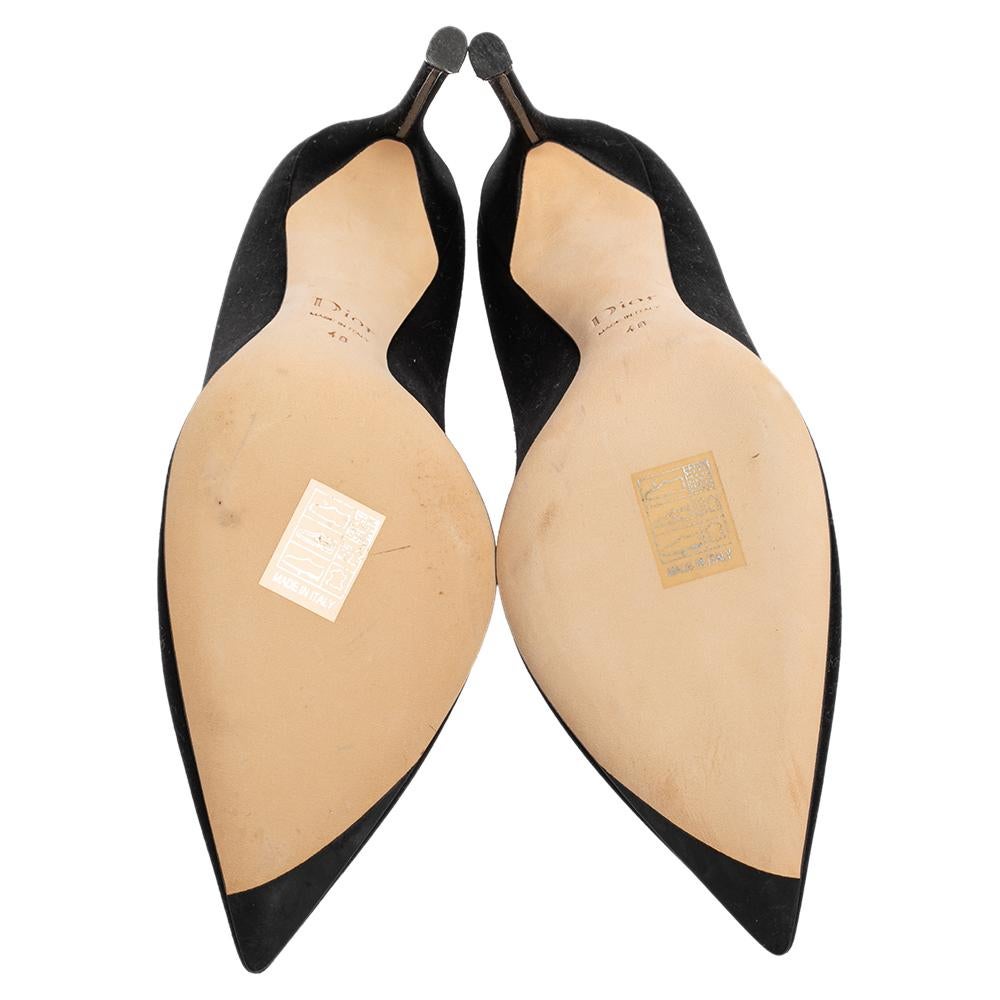 Women's Dior Black Satin 'Comete' Pointed Toe Pumps Size 40